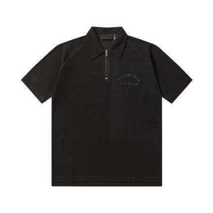 Essentials Fear of God Polo Half Zip T-Shirt – Black